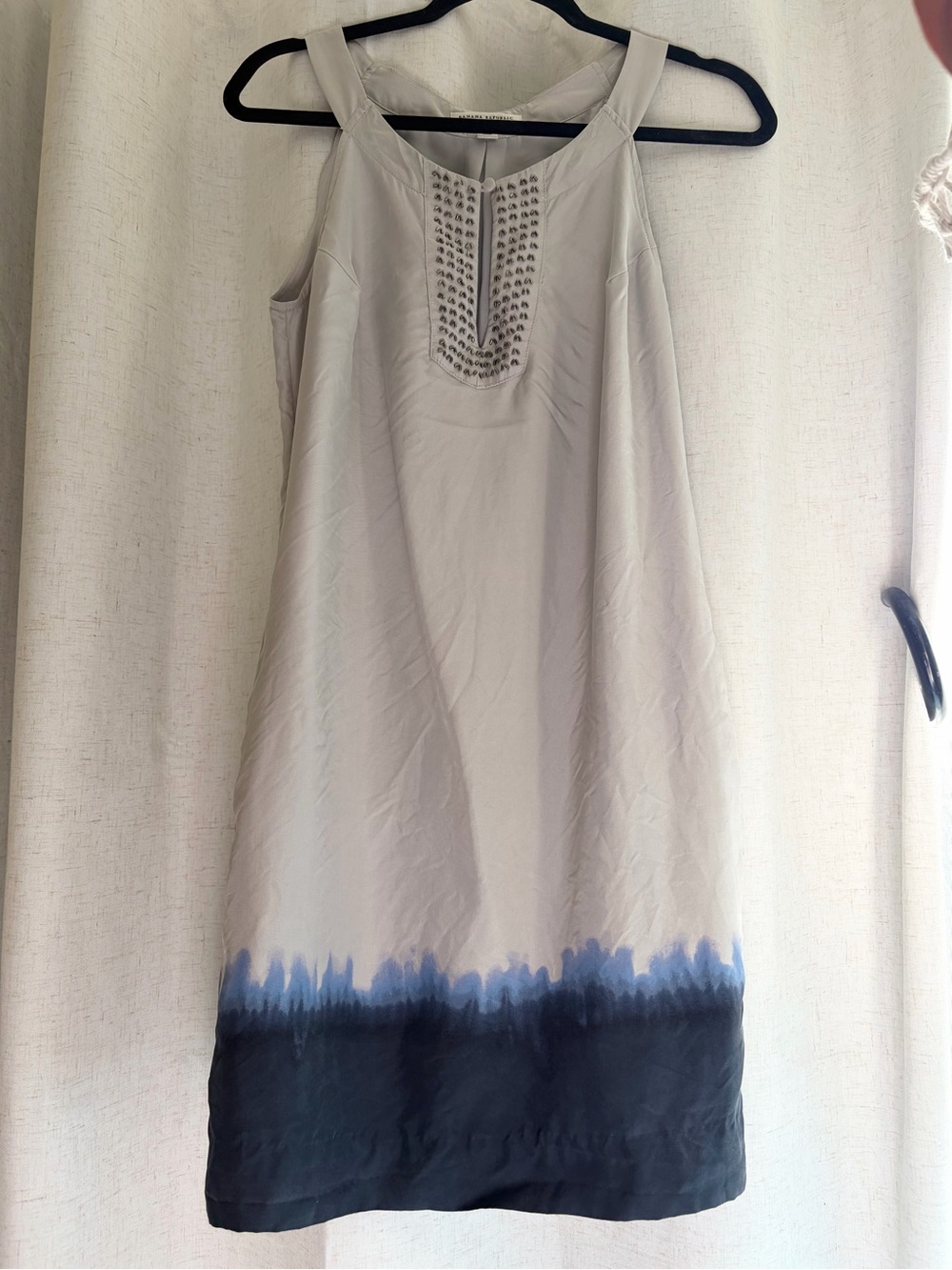 Banana Republic Sleeveless Gray and Navy Ombre Dress with Studded Yoke